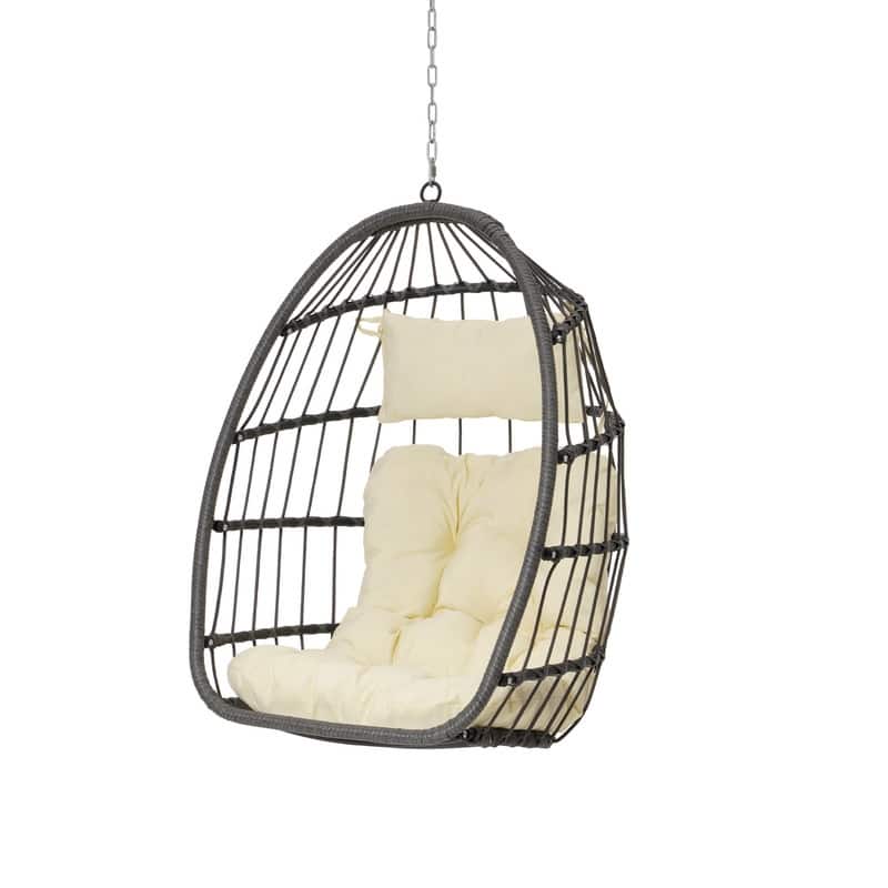 Egg Chair Outdoor Without Stand Indoor,Wicker Rattan Hammock Egg Porch Swing with Cushions for Bedroom Patio Balcony
