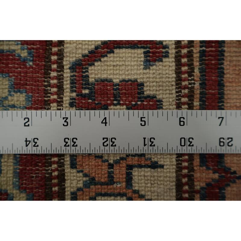 Hand Knotted Oriental 100% Wool Carpet Traditional Geometric Red Super Kazak Area Rug - 8' 5'' X 5' 3''