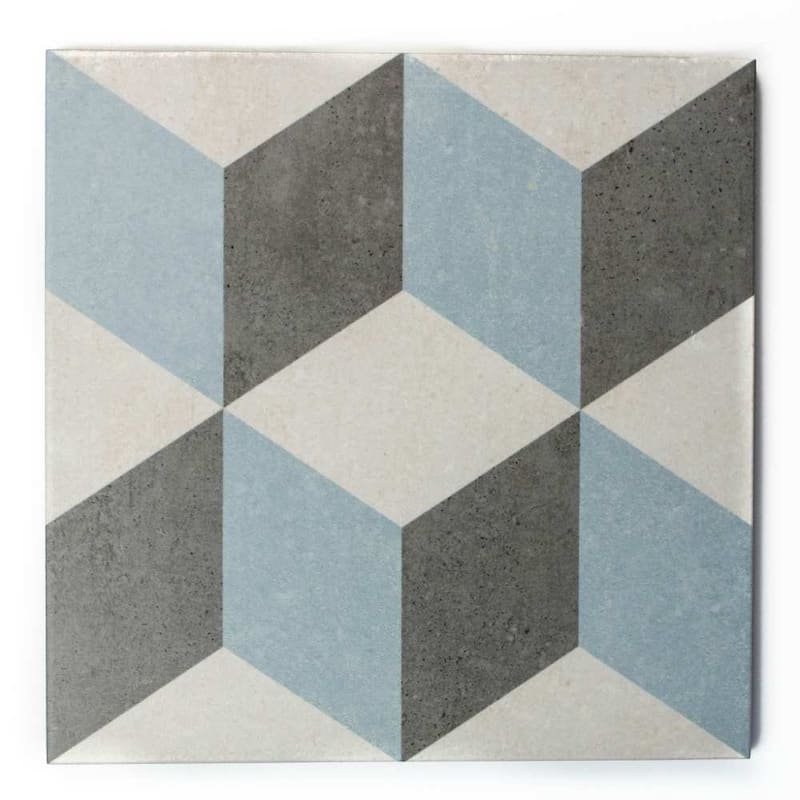 Prism 9x9 Grey Matte 3D Geometric Porcelain Tile - Floor, Wall, Backsplash - 9 x 9 Sample - Grey
