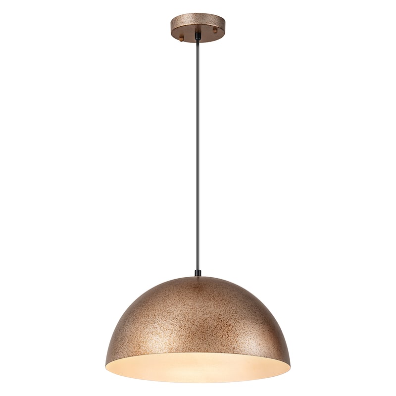 1-Light Mid-Century Modern Industrial Oversized Antique Silver Metal Dome Pendant Light Kitchen Island