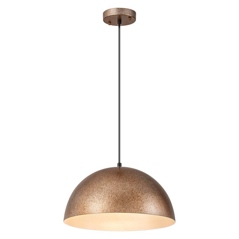 1-Light Modern Industrial Distressed Gold Leaf Bowl Dome Oversized Pendant Light for Kitchen Island
