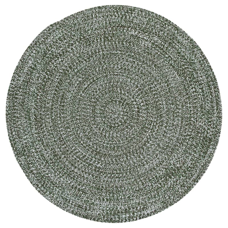 SAFAVIEH Handmade Braided Marloes Washable Indoor/Outdoor Rug - Weather Resistant & Easy Cleaning - Dark Green - 5' Round