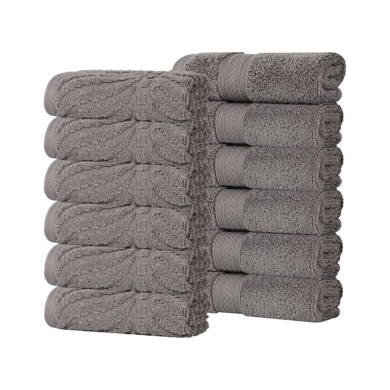 Superior Chevron Zero Twist Cotton Face Towel Washcloth Set of 12