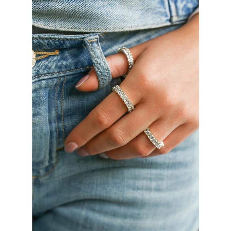 Kobelli 4.84 Carats Natural Diamond Solid 14k White Gold Princess Baguillion™ Basket Prong Eternity Ring - Size 6