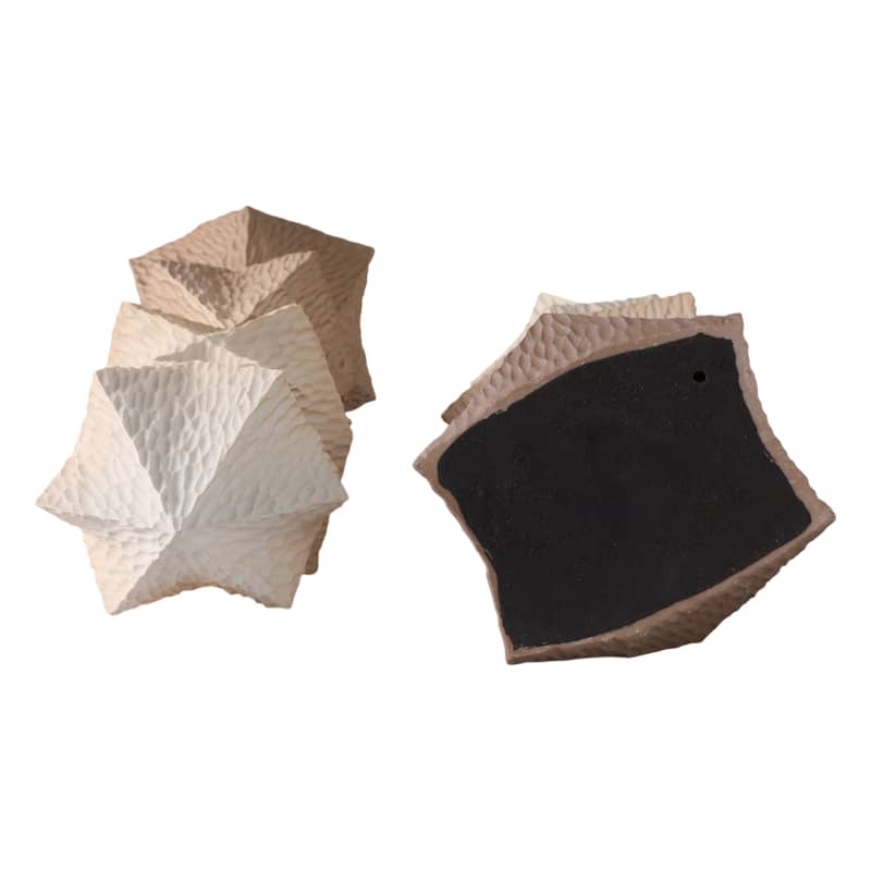 Polyresin Sculptures Faceted Abstract Design (Set of 2) - 19/14" Brown - 6.5" x 6" x 18.5"