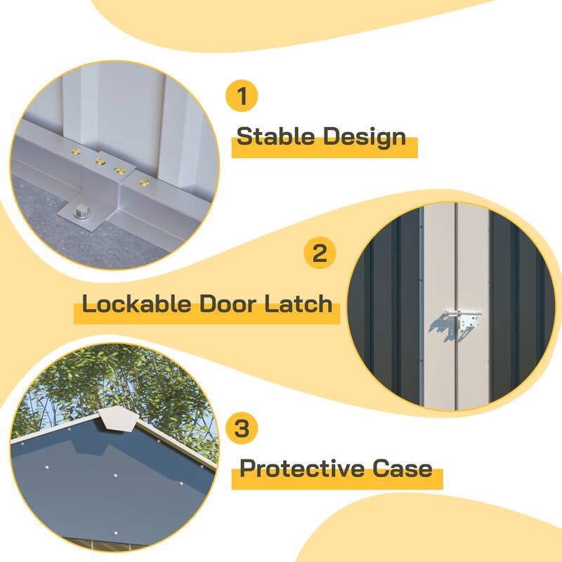 GDFStudio - Cassandra Large Outdoor Metal Storage Shed with Lockable Doors for Secure Vehicle and Equipment Storage