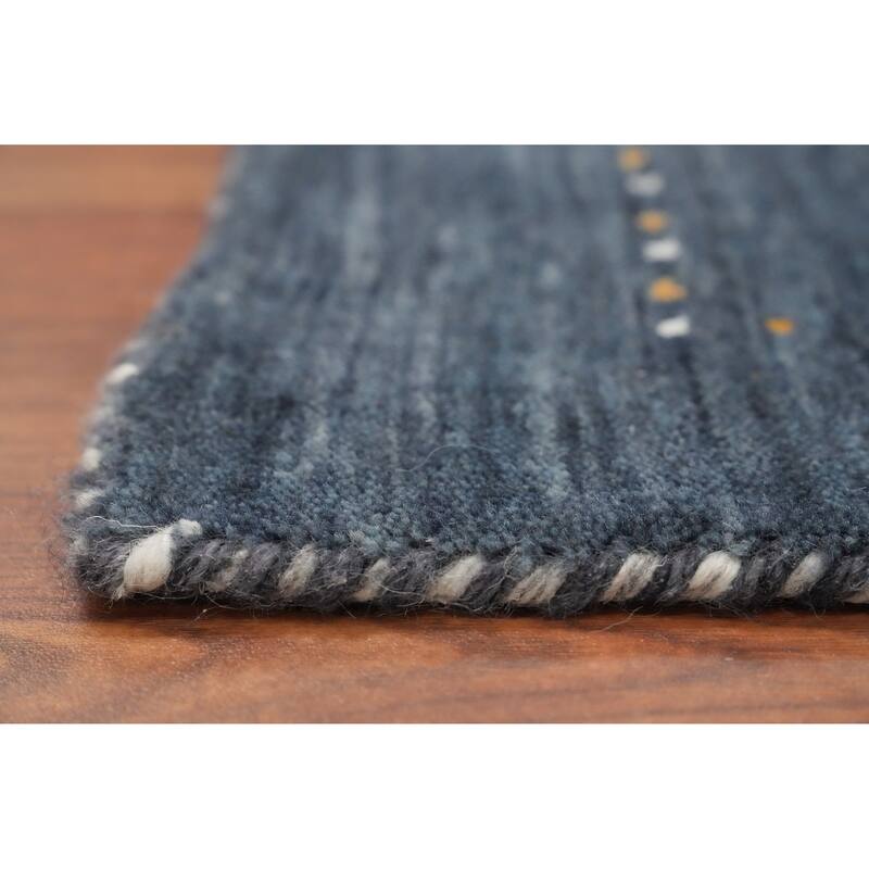 Hand Knotted Oriental 100% Wool Carpet Tribal Animal Pictorial Navy Blue & Blues Gabbeh Area Rug - 4' 11'' X 3' 2''