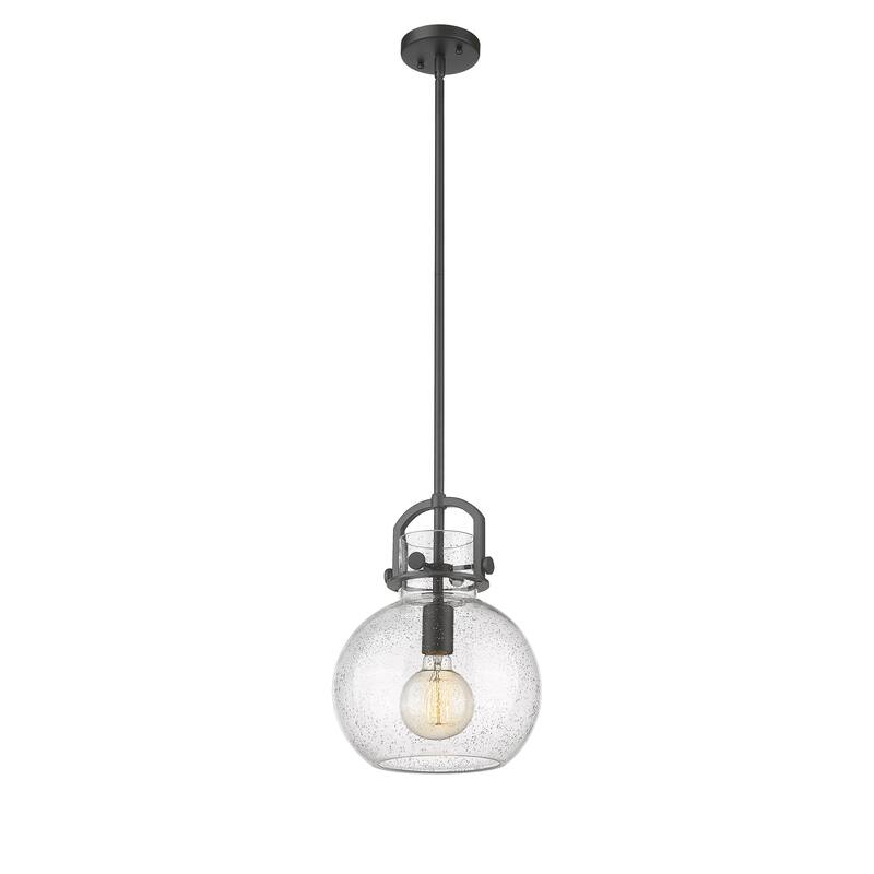 Innovations Lighting Newton Sphere - 1 Light 10" Stem Hung Pendant - Seedy/Matte Black