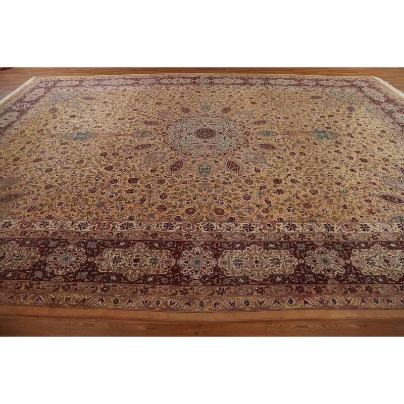 Vegetable Dye Large Tabriz Persian Area Rug Hand-knotted Wool Carpet - 11'5" x 16'2"