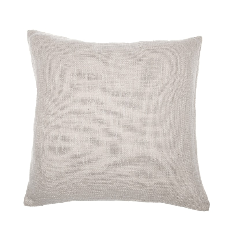 Handwoven Abstract Embroidered Square Throw Pillow - 20" - Red and Cream