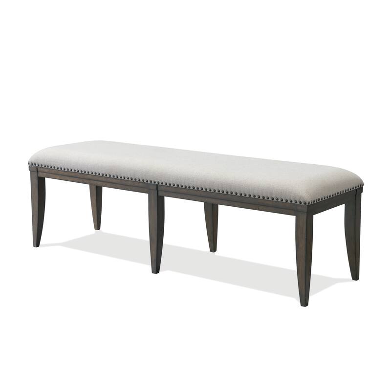 Nailhead Trim Upholstered Dining Bench - Beige