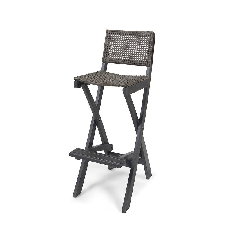 Polaris Outdoor 26" Square 3 Piece Wood and Wicker Bar Height Set by Christopher Knight Home