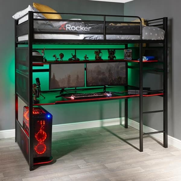 X Rocker Black and Red No-light Gaming Desk/ Bunk Bed