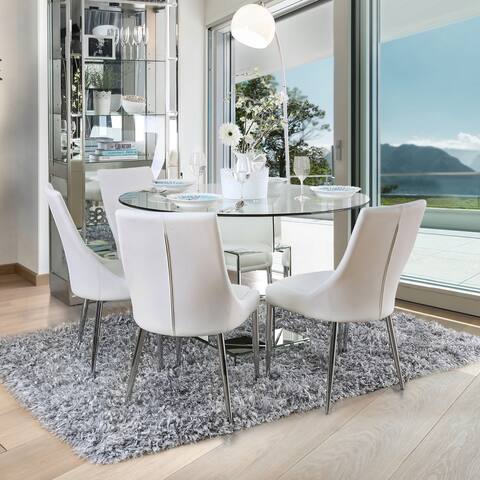 Furniture of America Fiti Contemporary White 5-piece Round Dining Set