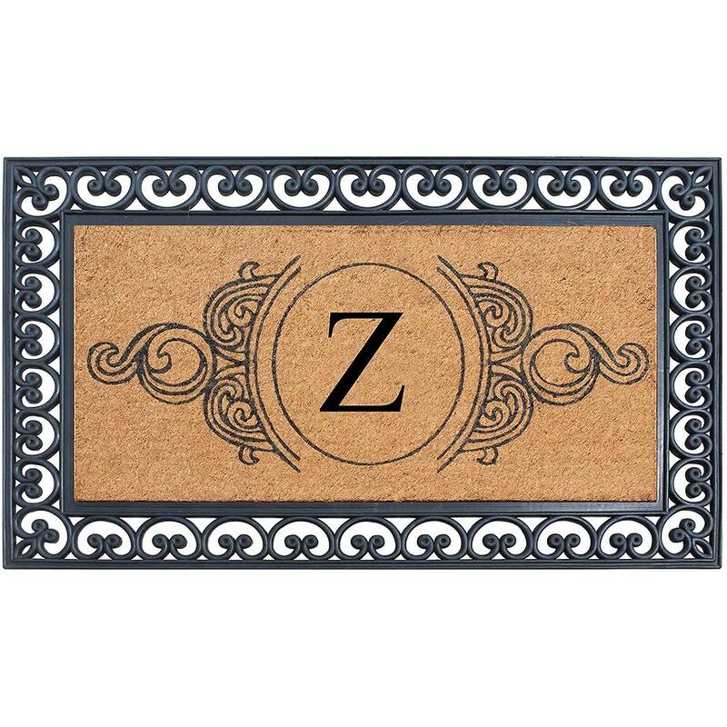 A1HC 30" x 48" Heavy-Duty Rubber & Coir Outdoor Doormat with Copper/Black Border – Large, Non-Slip Backing - Z