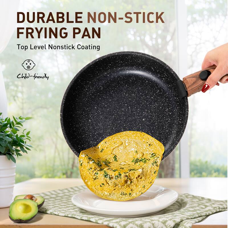 10-Piece Nonstick Pots and Pans with Detachable Handle,Induction Cookware Set for Camping and RVs