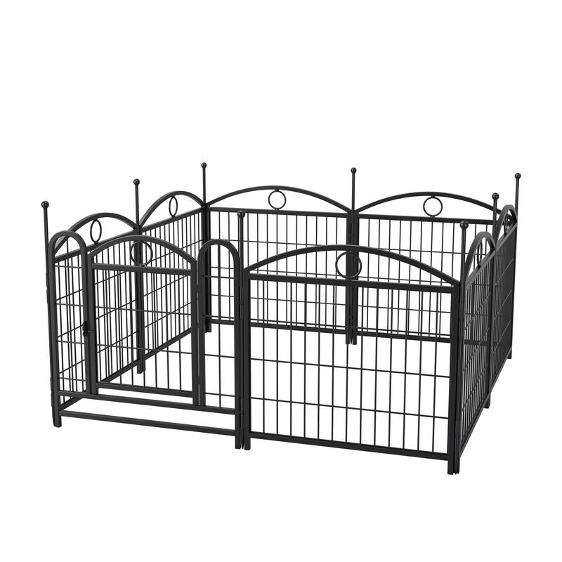 24" Dog Pen 8 Panel Dog Playpen Indoor Outdoor Metal Puppy Pet Fence Portable Folding Animal Exercise Fence