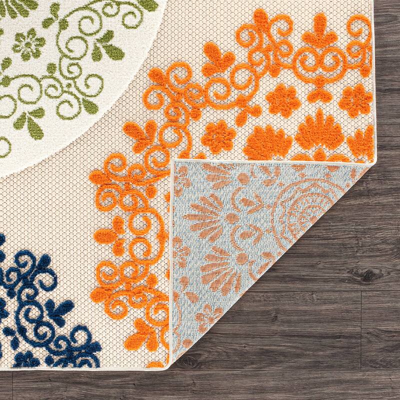 Verona Contemporary Floral Circles Indoor/Outdoor Area Rug