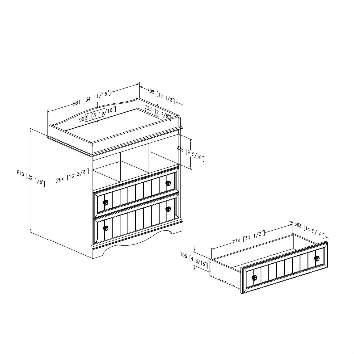 Baby changing table dimensions shop