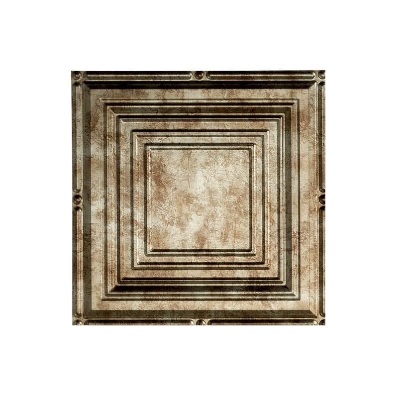 FASÄDE Portrait Decorative Vinyl 2ft x 4ft Glue Up Ceiling Panel in Bermuda Bronze (5 Pack) - 12in x 12in Sample - Bermuda Bronze