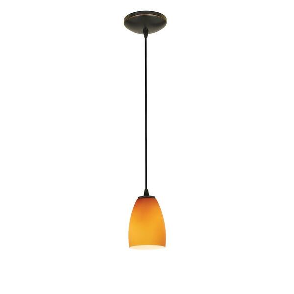 slide 2 of 2, Access Lighting Sherry - E26 LED Cord Pendant - Oil Rubbed Bronze Finish - Amber Glass Shade Amber