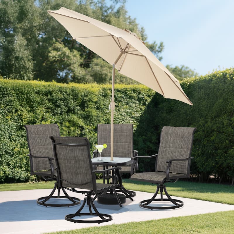 Aoodor 9FT Outdoor Patio Market Umbrella with Push Button Tilt and Crank