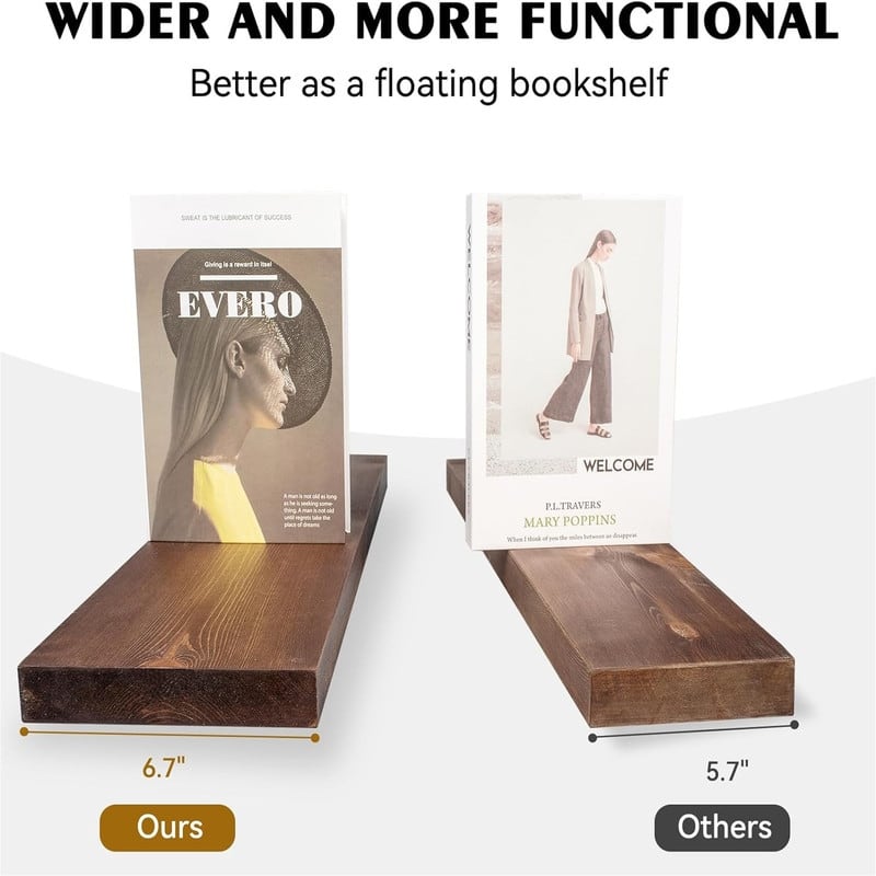 Floating Shelves 16 inch Long - 6.7"D x 16"W x 1.25"H