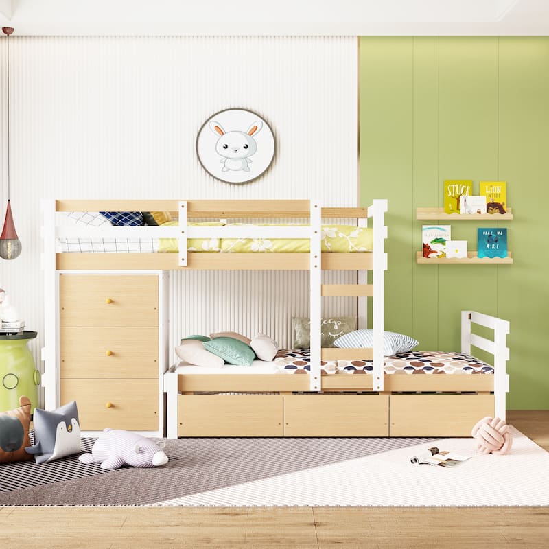 Twin over Twin Loft Bunk Bed - Natural
