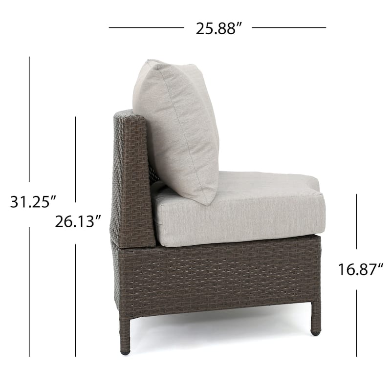 Newton Wicker Outdoor Curved Loveseat Sectional with Cushions by Christopher Knight Home