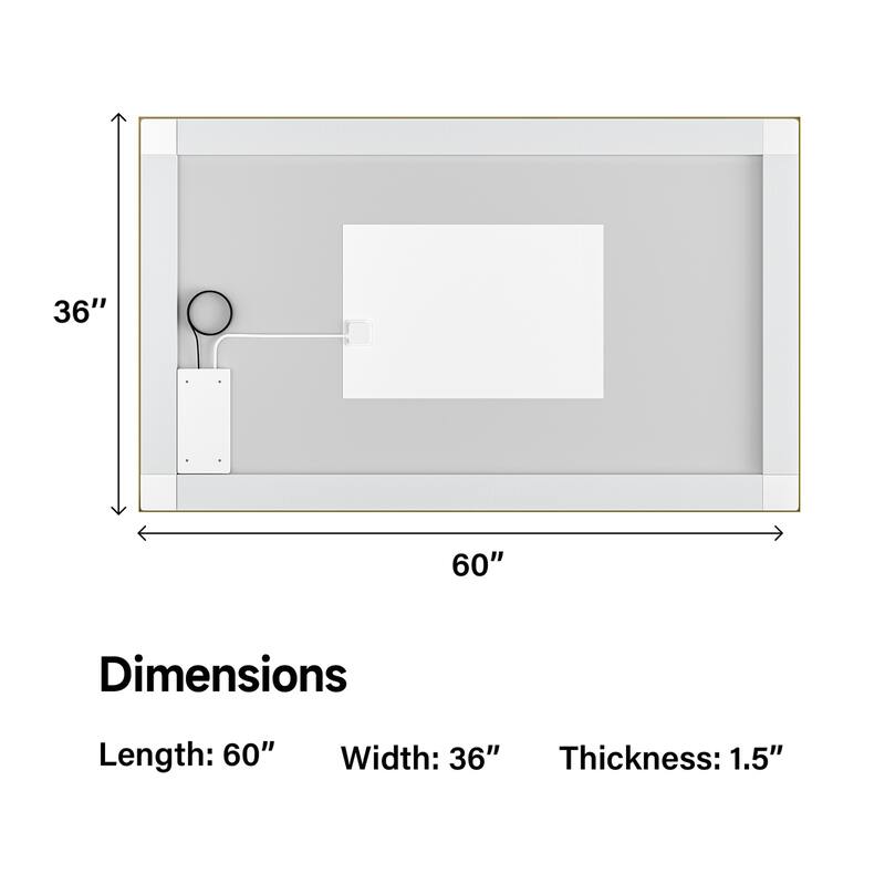 Topcraft Gold Framed Tempered Glass Mirror with Dual LED Strip Lighting