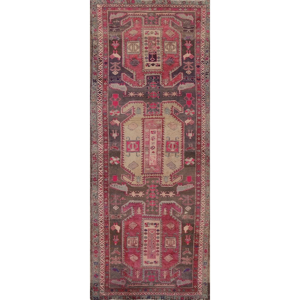 Meshkin Persian Vintage Runner Rug Hand-knotted Wool Carpet - 4'4" x 10'3"