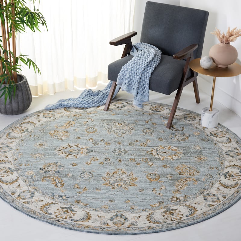 SAFAVIEH Handmade Hamilton Nastasja Oriental Rug - 6'7" Round - Blue/Gold
