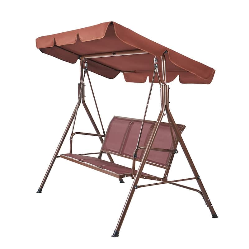 3-Seat Outdoor Swing Chair with Canopy, Armrests & Steel Frame - 68.5"×43.1"×59.8"