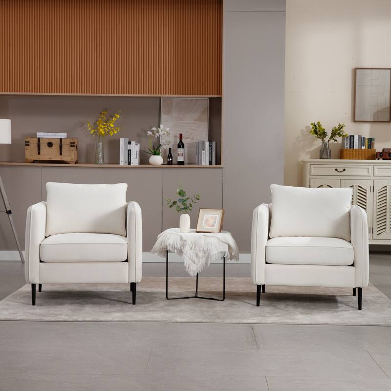 Accent Chair for Living Room, Velvet Comfy Single Sofa Chair Mid-Century Modern Armchair with 1 Pillow and Metal Legs