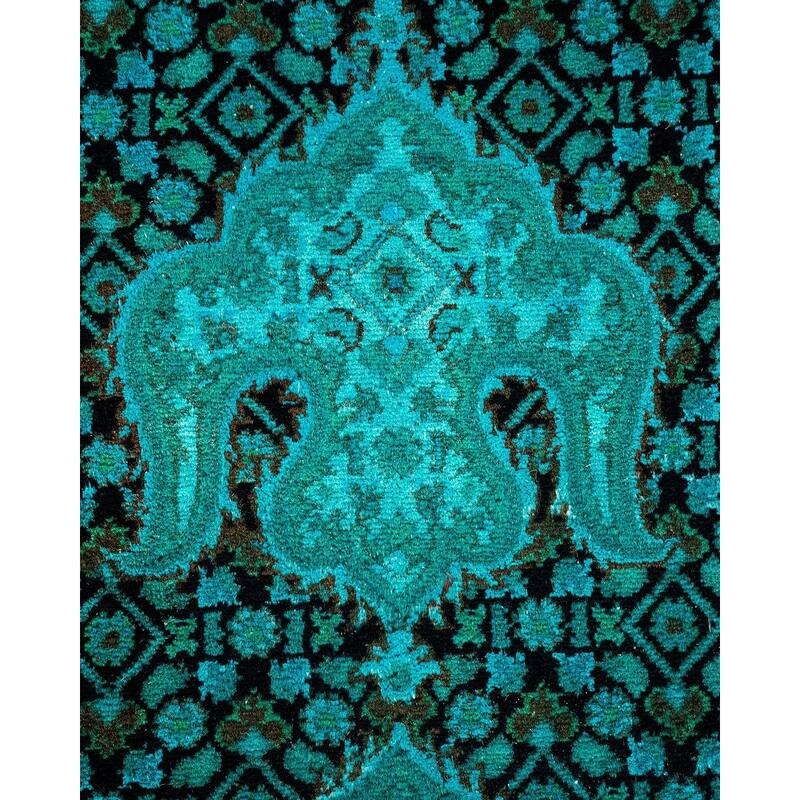 Overton Hand Knotted Wool Vintage Inspired Modern Contemporary Overdyed Blue Area Rug - 6' 6" x 10' 1"