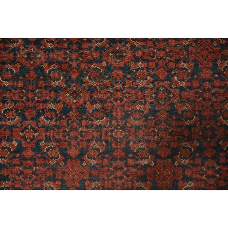 Hand Knotted Oriental 100% Wool Carpet Traditional Geometric Navy Blue & Blues Malayer Area Rug - 6' 8'' X 4' 4''