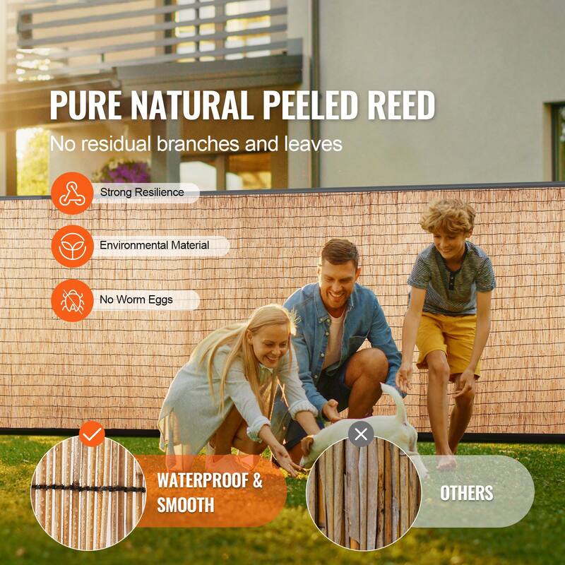 Natural Reed Backyard Landscaping Privacy Blind Fencing Screen Ideal for Outdoor Use - 13.3 ft x 3.3 ft