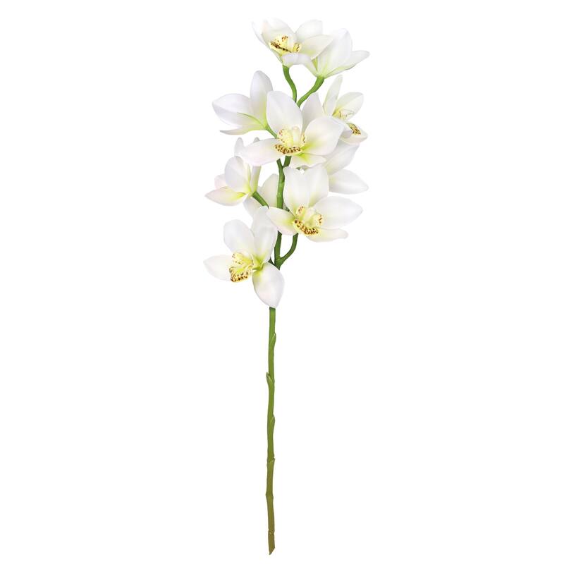 Set of 2 Large Cream Artificial Cymbidium Orchid Flower Stem Spray 31in - 31" L x 7" W x 7" DP