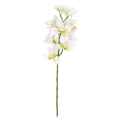 Set of 2 Large Cream Artificial Cymbidium Orchid Flower Stem Spray 31in - 31" L x 7" W x 7" DP