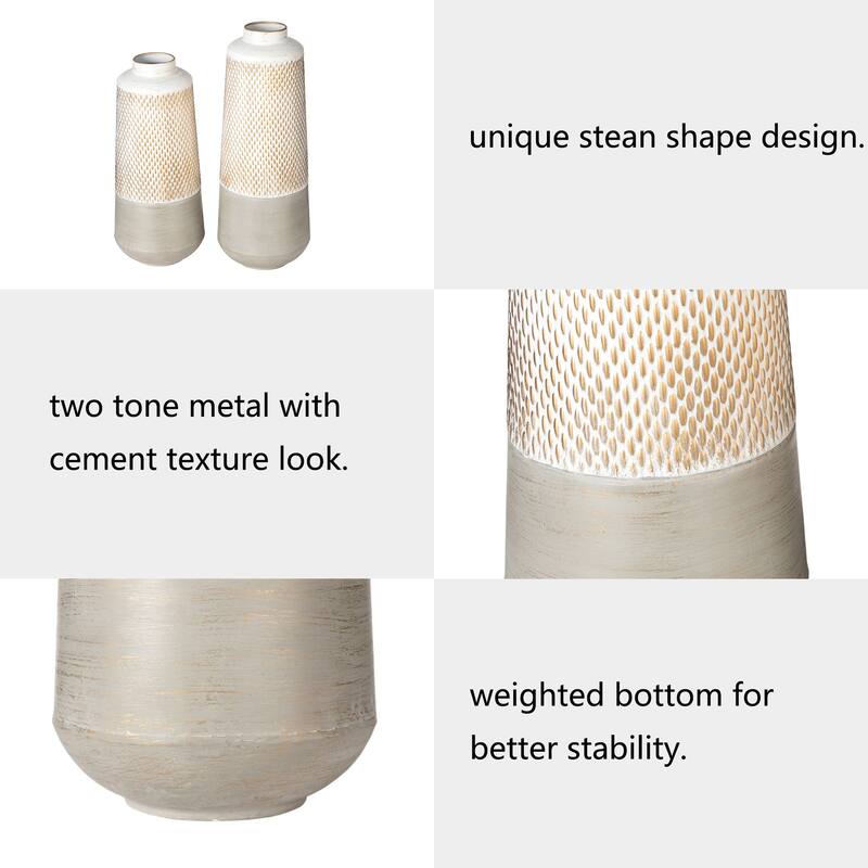 Glitzhome Set of 2 Modern Table Floor Metal Art Vases