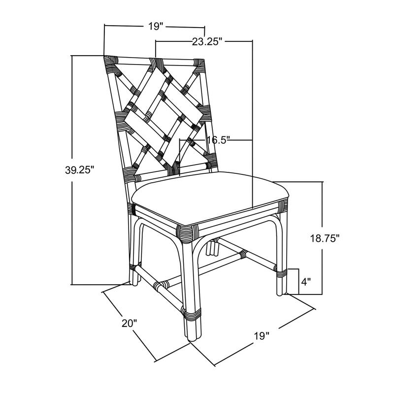 Natural Rattan Handmade Chippendale Cushioned Dining Chairs by East at Main