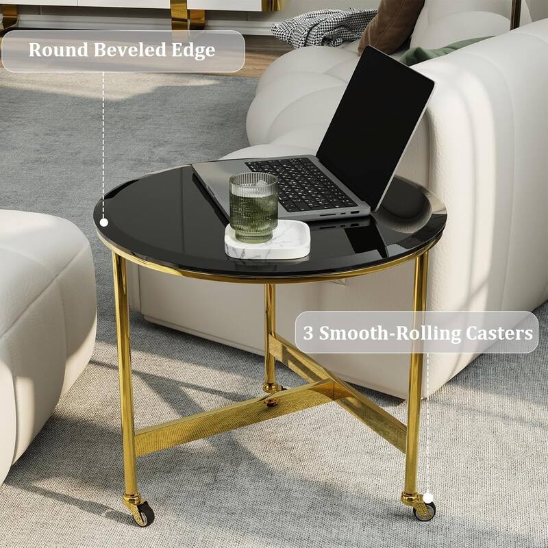 Nesting Coffee Table Set with End Table Round Coffee Table with 2 Storage Drawers