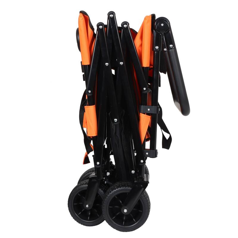 3-in-1 Folding Wagon Cart with Bench Seat & Canopy & Storage, 500lbs Heavy-Duty, 180L Capacity, All-Terrain Wagon