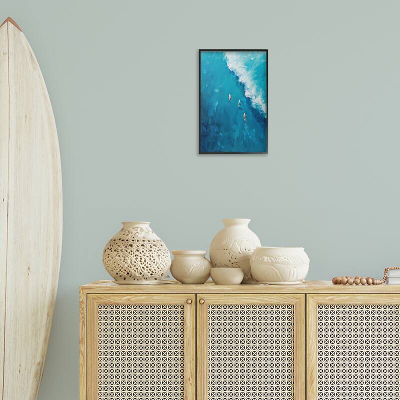 Stupell Aerial Surfers Approaching Wave Framed Giclee Art Design By LSR Design Studio