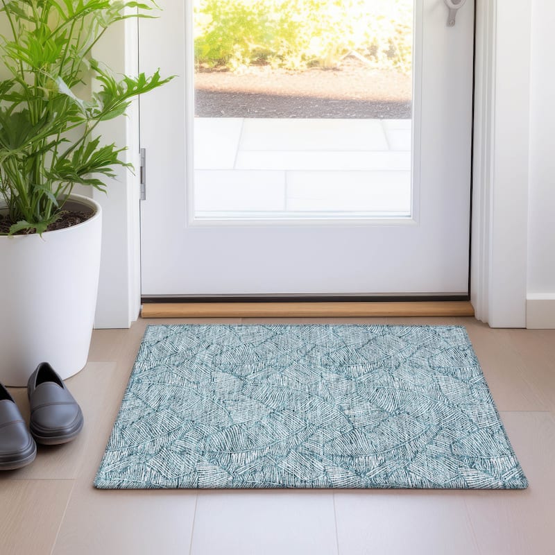 Premium Washable Super Soft Palm Beach Mayfield Rug - Teal - 1'8" x 2'6"
