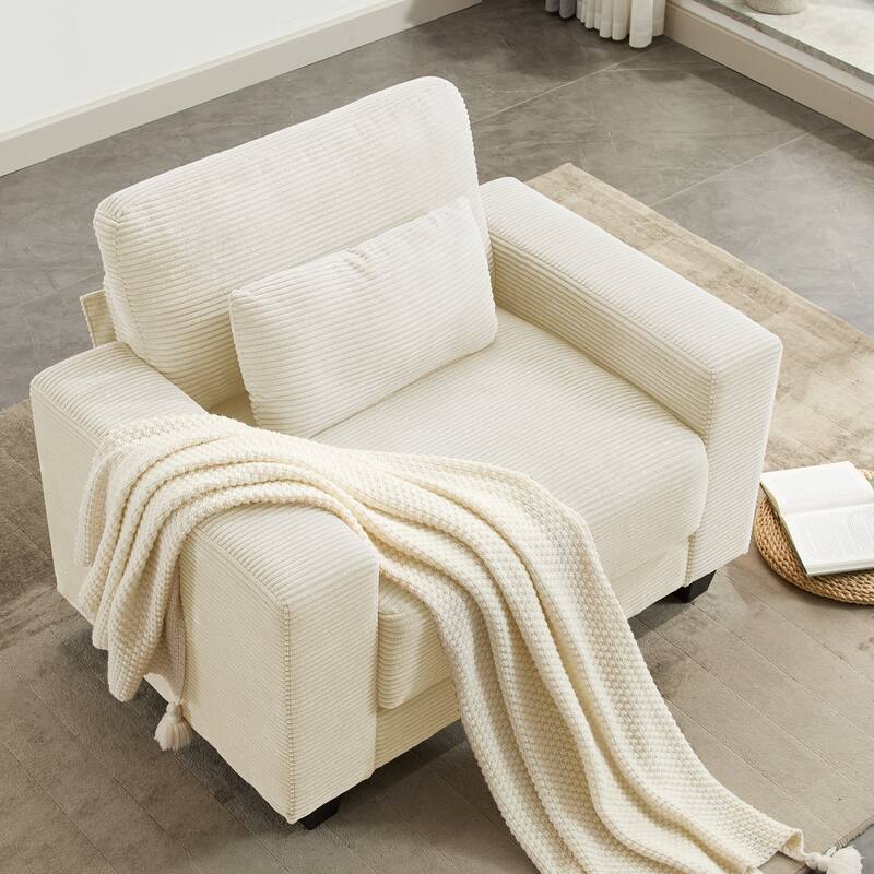 Corduroy Widened Single Sofa Chair, A Extra Lumbar Pillow