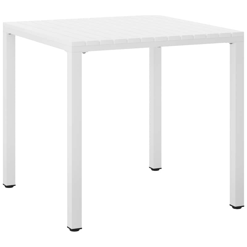 Frond and Form 31.5 Inch Outdoor Square Dining Table with Metal Frame - White