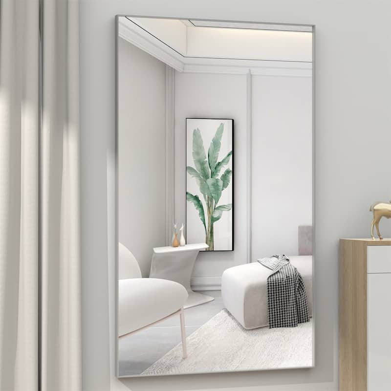 60" x 36" Modern Rectangle Bathroom Mirror with Aluminum Frame