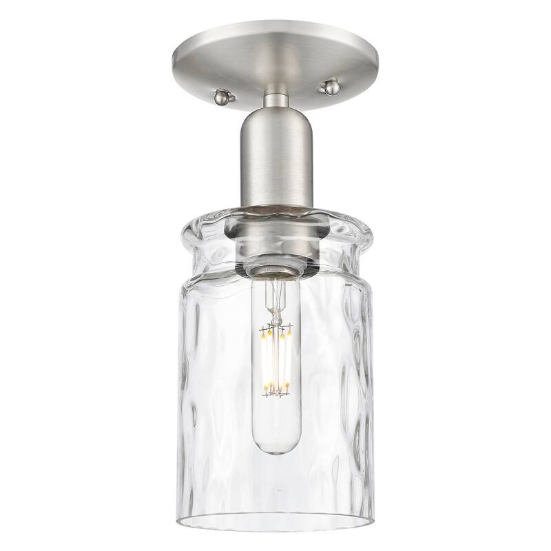 Innovations Lighting 716-1C-12-5 Candor Semi-Flush Candor 5" Wide - Brushed Satin Nickel / Clear Waterglass