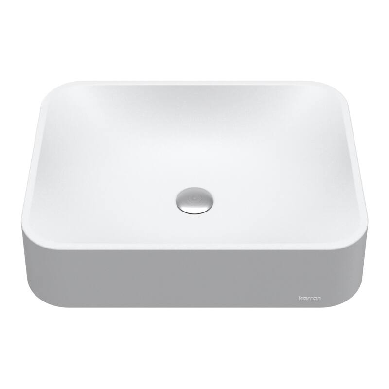 Karran Sea Crest Quartz 22 inch Bathroom Vessel Sink - White